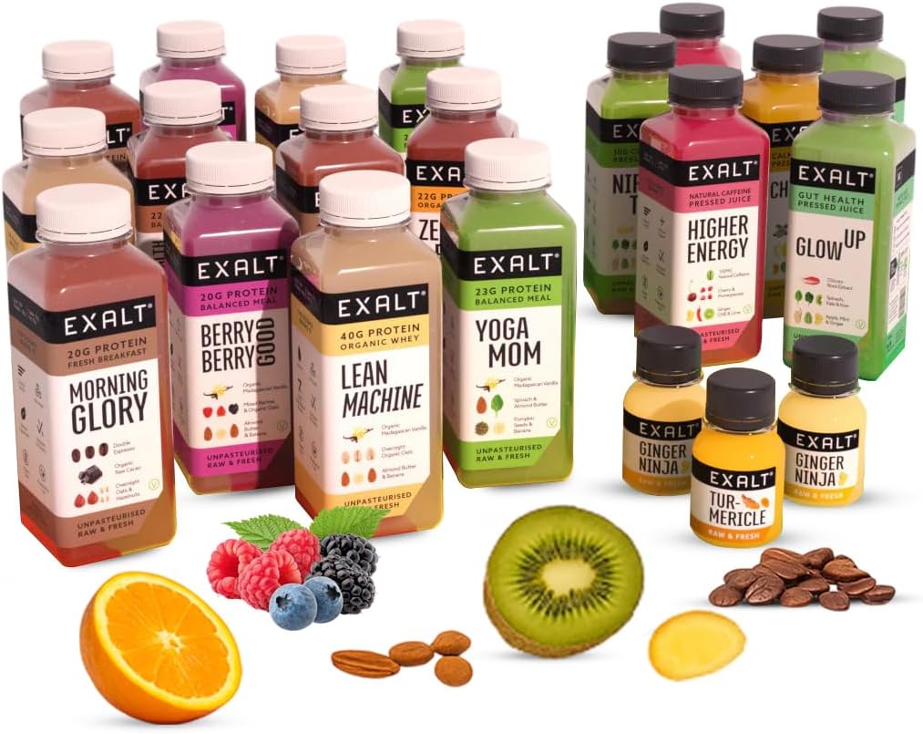 EXALT 3-Day Juice Cleanse - Premium Full Body Detox Cleanse Weight Loss | Caffeine-Free Detox Drinks for Body Cleanse & Gut Health | Whey, Vegan & Collagen Blend for Energy - 120g Protein Per Day