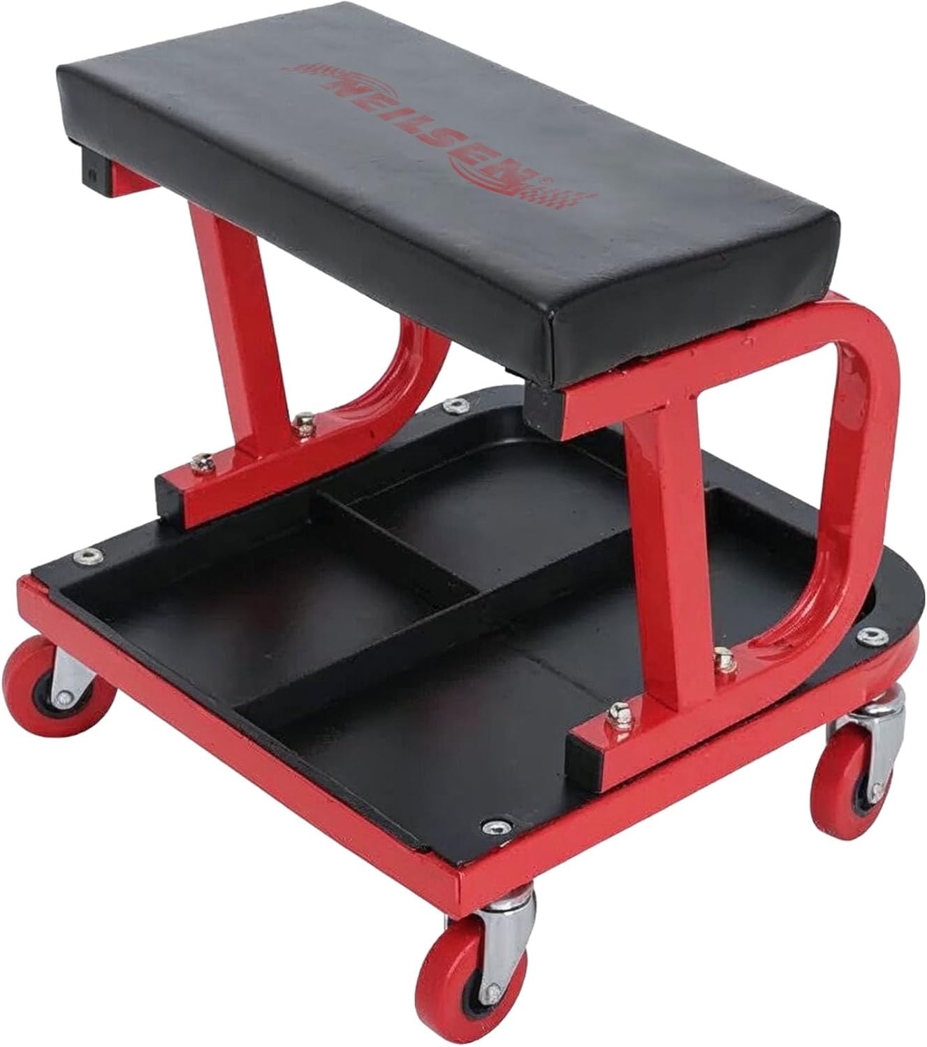 Neilsen CT1305 Mechanics Trolley Seat with Tool Tray, Swivel Castors, and Oil-Resistant Vinyl Covered Seat - 150kg Capacity