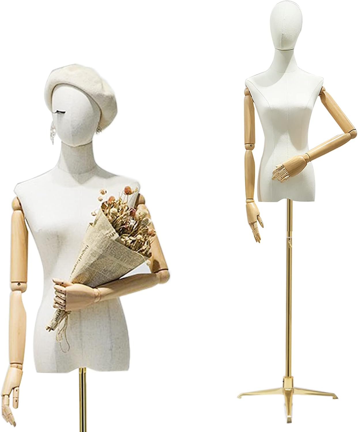 Female Mannequin Dress Form Torso with Removable Head, Tripod Mannequin | Adjustable Height Display Mannequin Body with tripod Stand, Manikin Body with Flexible Joint for For Retail Boutique Store