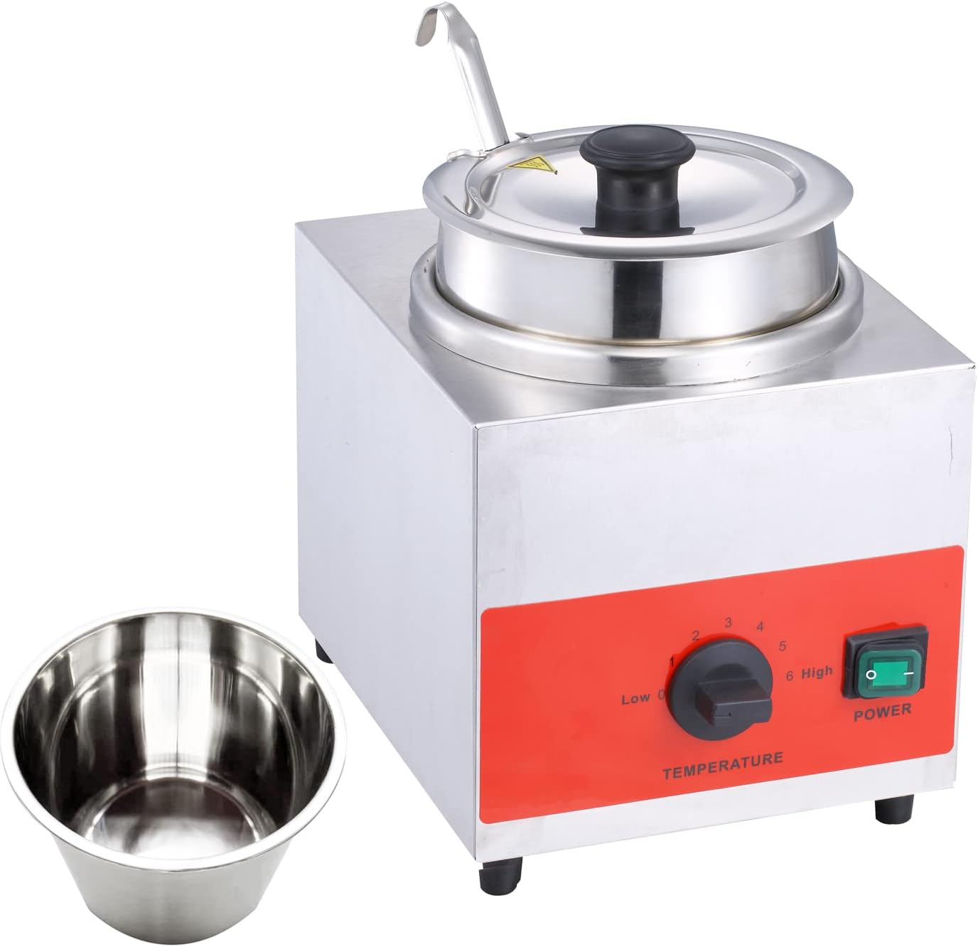 Commercial Soup Warmer with Pot Food Warmers 3.5 qt Capacity Sauce Dispenser for Nacho Cheese Chocolate Square(ladle)
