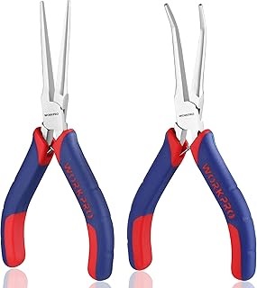WORKPRO 2-Piece 6" Mini Needle Nose Pliers Set, Long Nose Pliers, Bent Nose Pliers with Comfort Grip Handles, Jewelry Pliers For Wire Wrapping, Handmade Craft, Jewelry Making Supplies