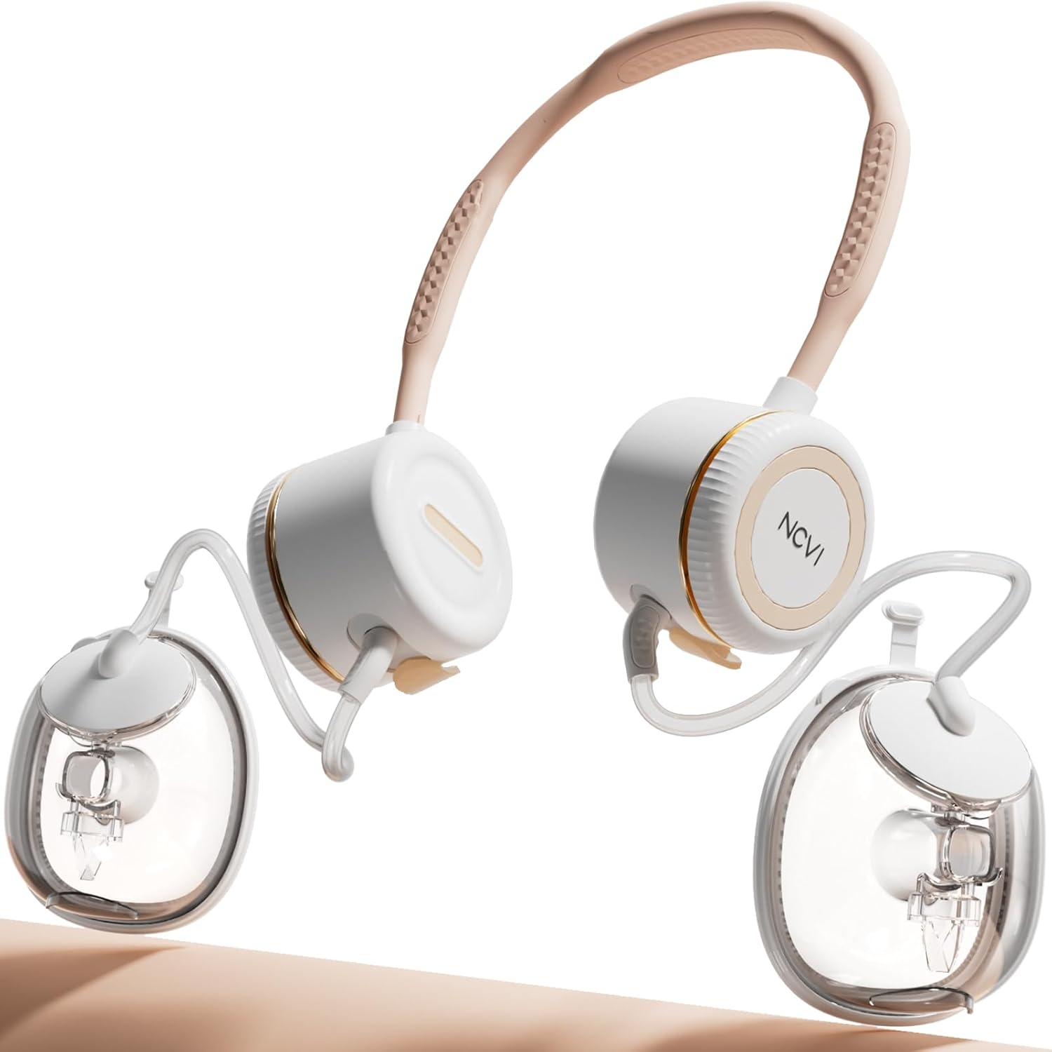 NCVI Neckband Wearable Electric Breast Pump On-The-go, Mobile Portable Milk Extraction Breastfeeding Pump Hands Free with Collection Cups and 4 Modes 9 Levels for Office/Travel/Drive/Exercise, White