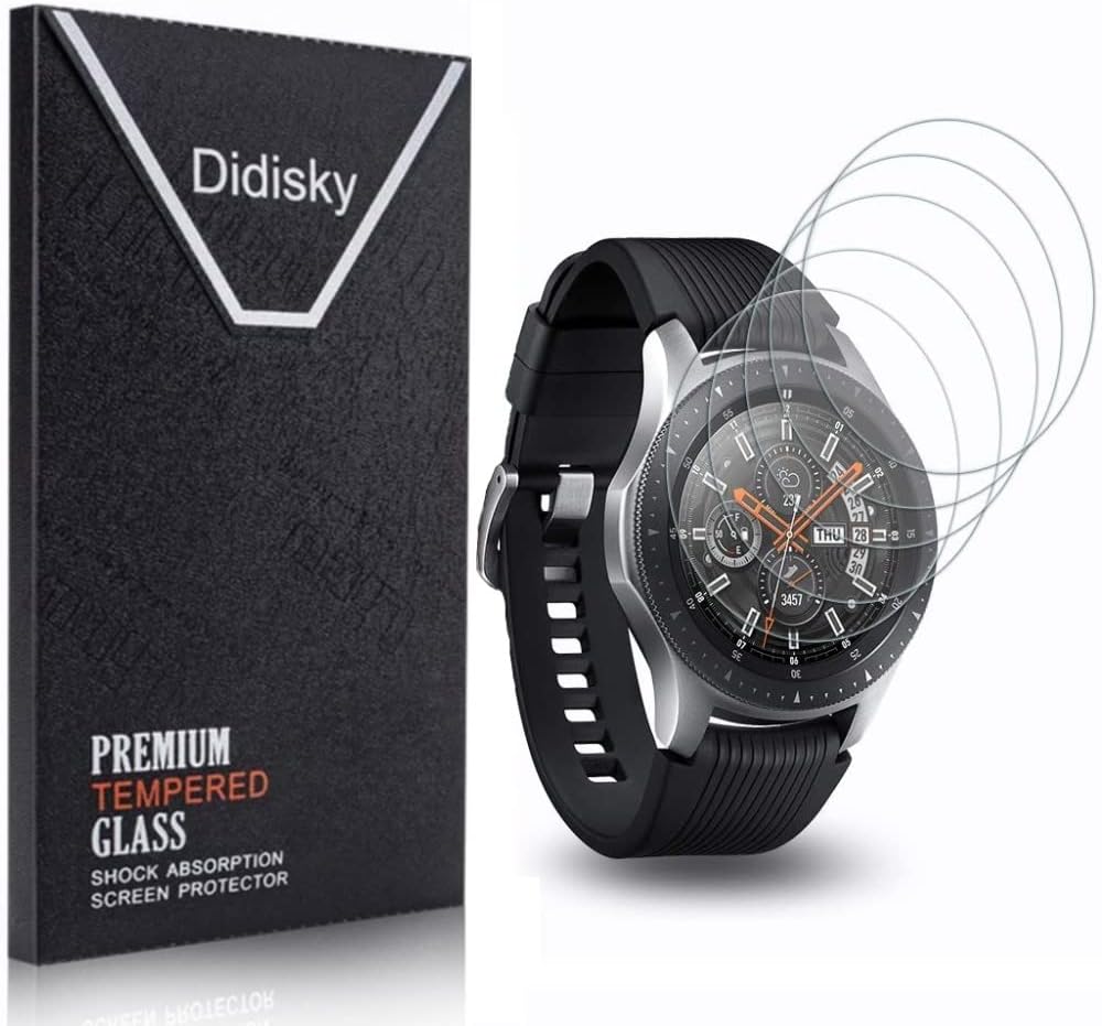 Didisky Tempered Glass for Samsung Galaxy Watch 46 mm/Gear S3, [5 Pack] Screen Protector [Soft Touch] Easy to Clean, Easy to Install, Transparent