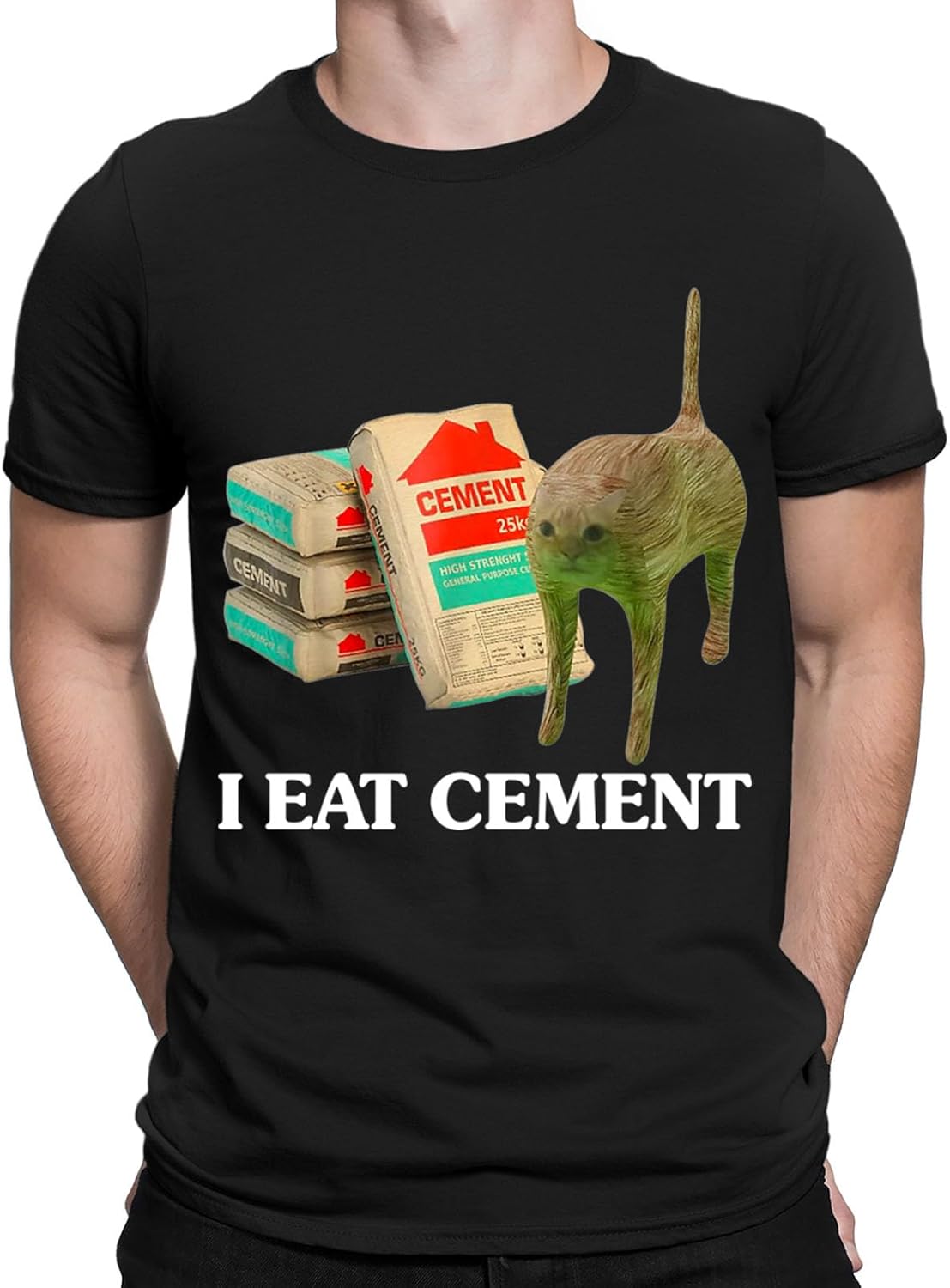 D&T I Eat Cement Cursed Cat Funny Meme Lovers Gift Joke Mens Womens T-Shirts #NED