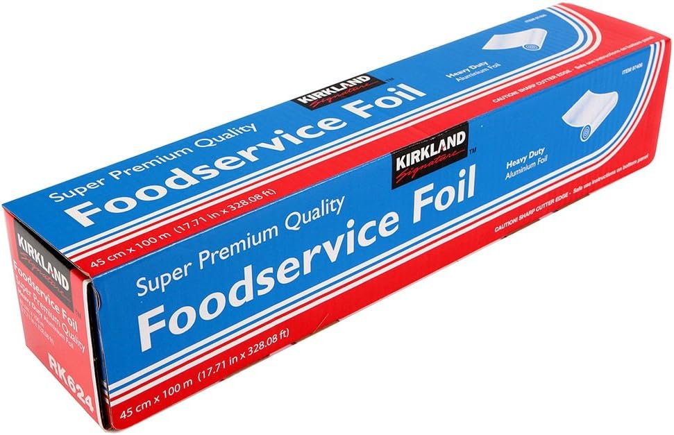 Kirkland Signature 45cm x 100m Heavy Duty Super Premium Quality Foodservice Aluminium Foil (pack of 2)