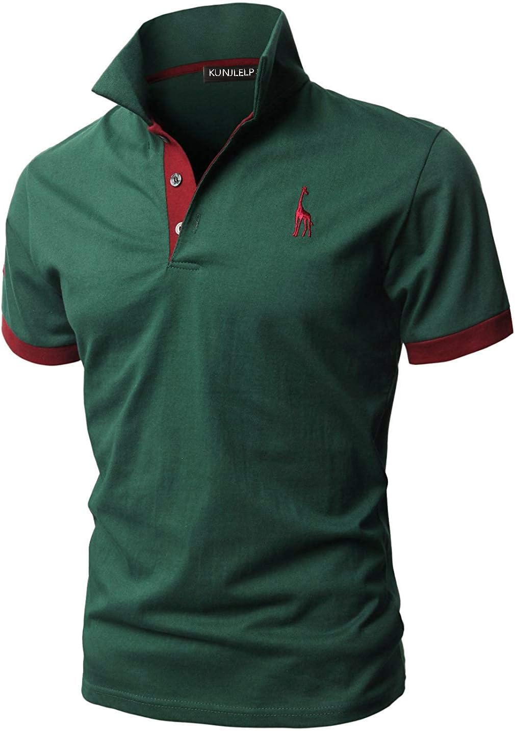 KUNJLELP Men's Regular-Fit Cotton Pique Polo Shirt Short Sleeve Golf Polos