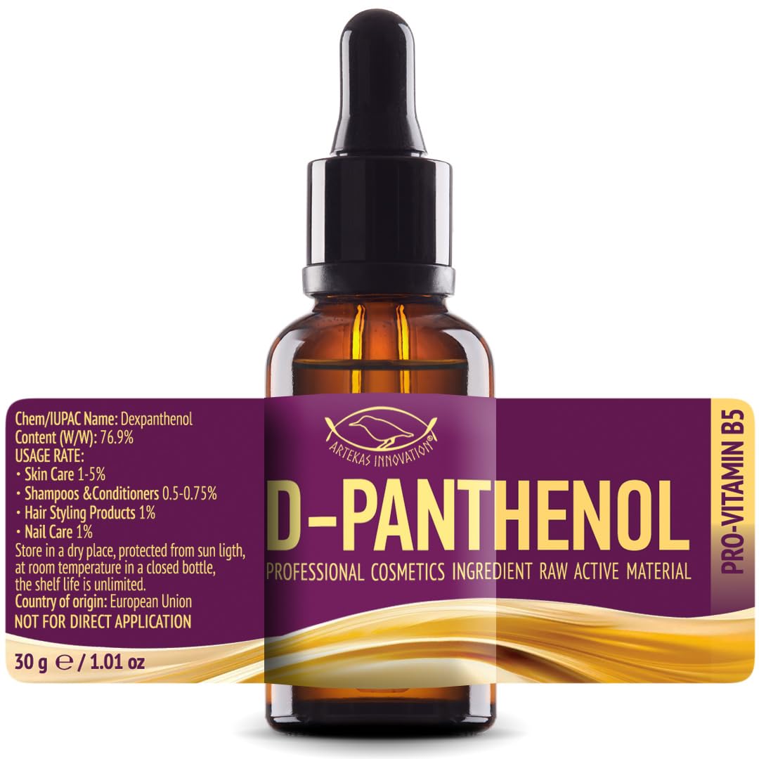 D-PANTHENOL - 76.9% Concentrate – Cosmetic Grade Pro‑Vitamin B5 – For DIY Serums, Creams & Hair Care - 30 g (1 oz)
