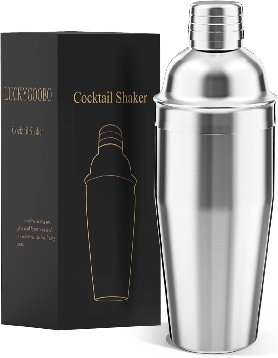 Cocktail Shaker,24 oz Martini Shaker,Drink Shaker Built-in Strainer,Professional Stainless Steel Margarita Mixer,Bartender Kit Gifts.
