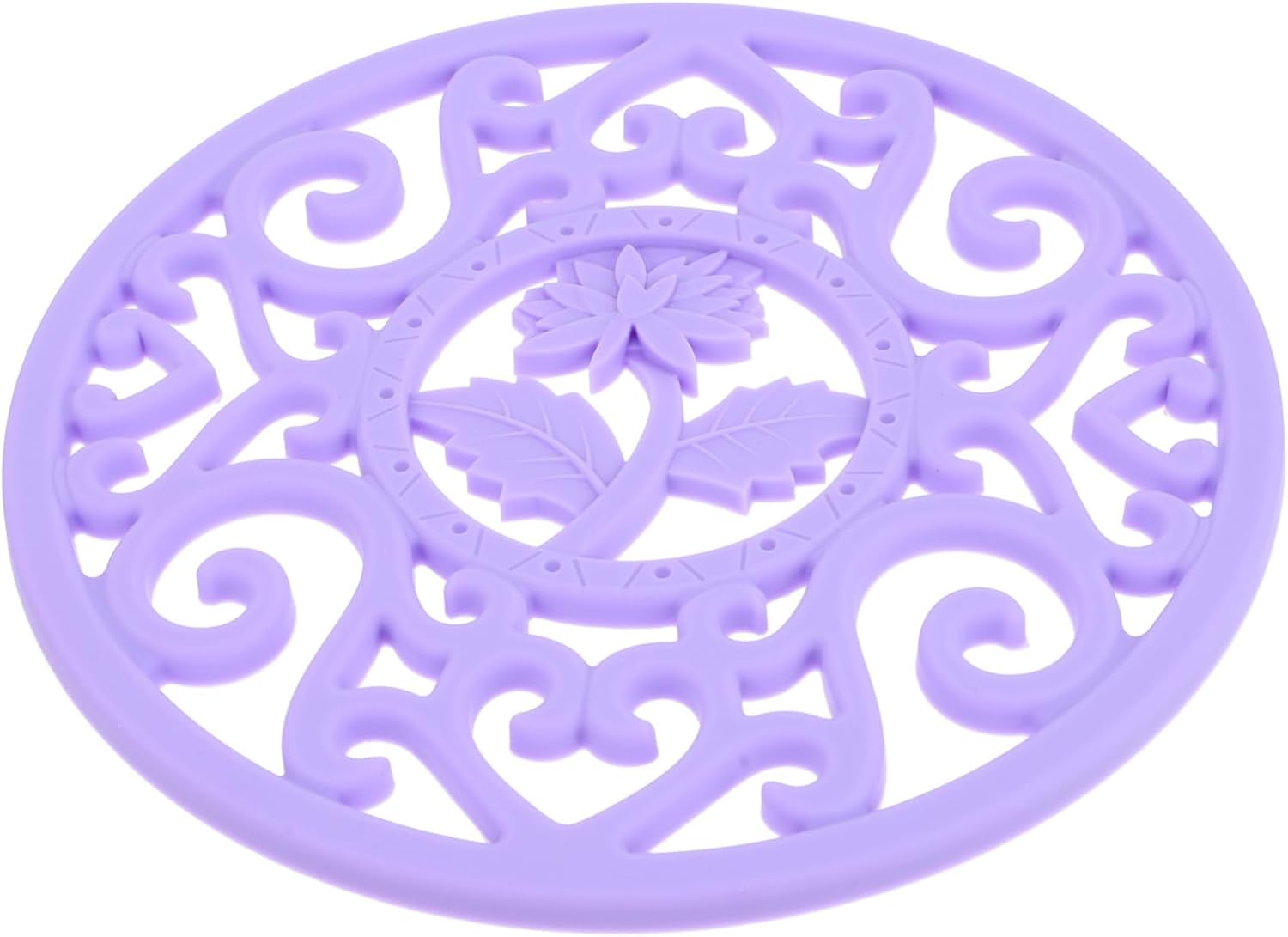 Ipetboom Medium Purple Silicone Heat Insulation Pot Holder Mat Hollow Kitchen Table Mat for Cooking Dining and Serving