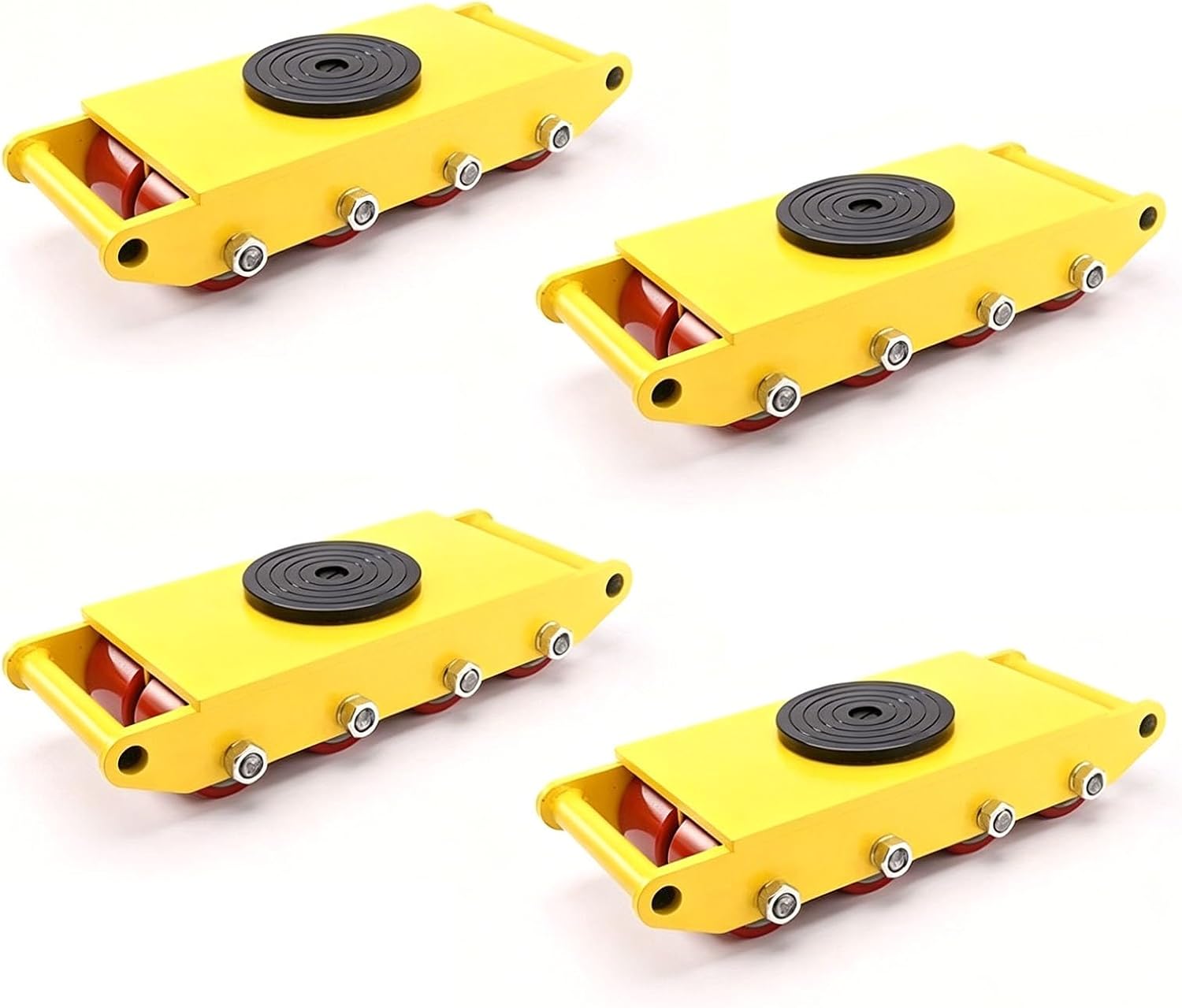 Low-Profile Industrial Machinery Moving Skate, Heavy Duty Equipment Moving Skates, 360° Swivel & Non-Slip Pad for Factory, Warehouse, Workshop(18T/39683LB,4pcs)