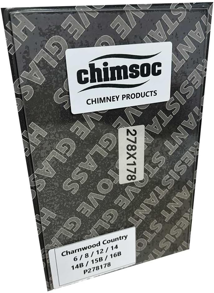 Chimsoc Replacement Stove Glass - Charnwood Country 6, 8, 12, 14, 14B, 15B, 16B (278mm x 178mm Rectangular)