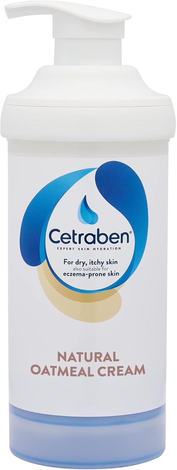 Cetraben Natural Oatmeal Cream, for Dry, Sensitive & Eczema-Prone Skin, Provides 24 Hour Hydration, Soothing, Lightweight and Quick Drying, for Daily use on The Body and Face, 1 x 475g