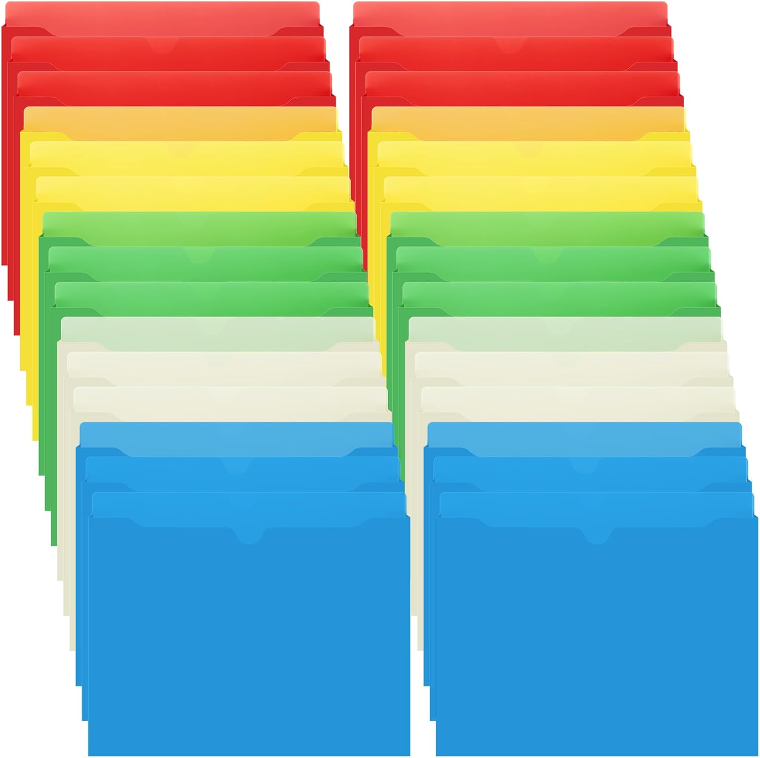 50 Pack 2 Inch Expanding Manila Plastic File Jackets Expandable Folders Heavy Duty 2 Inch Expansion Pocket File Folders Reinforced Straight-Cut Tab (Classic,Assorted Colors)
