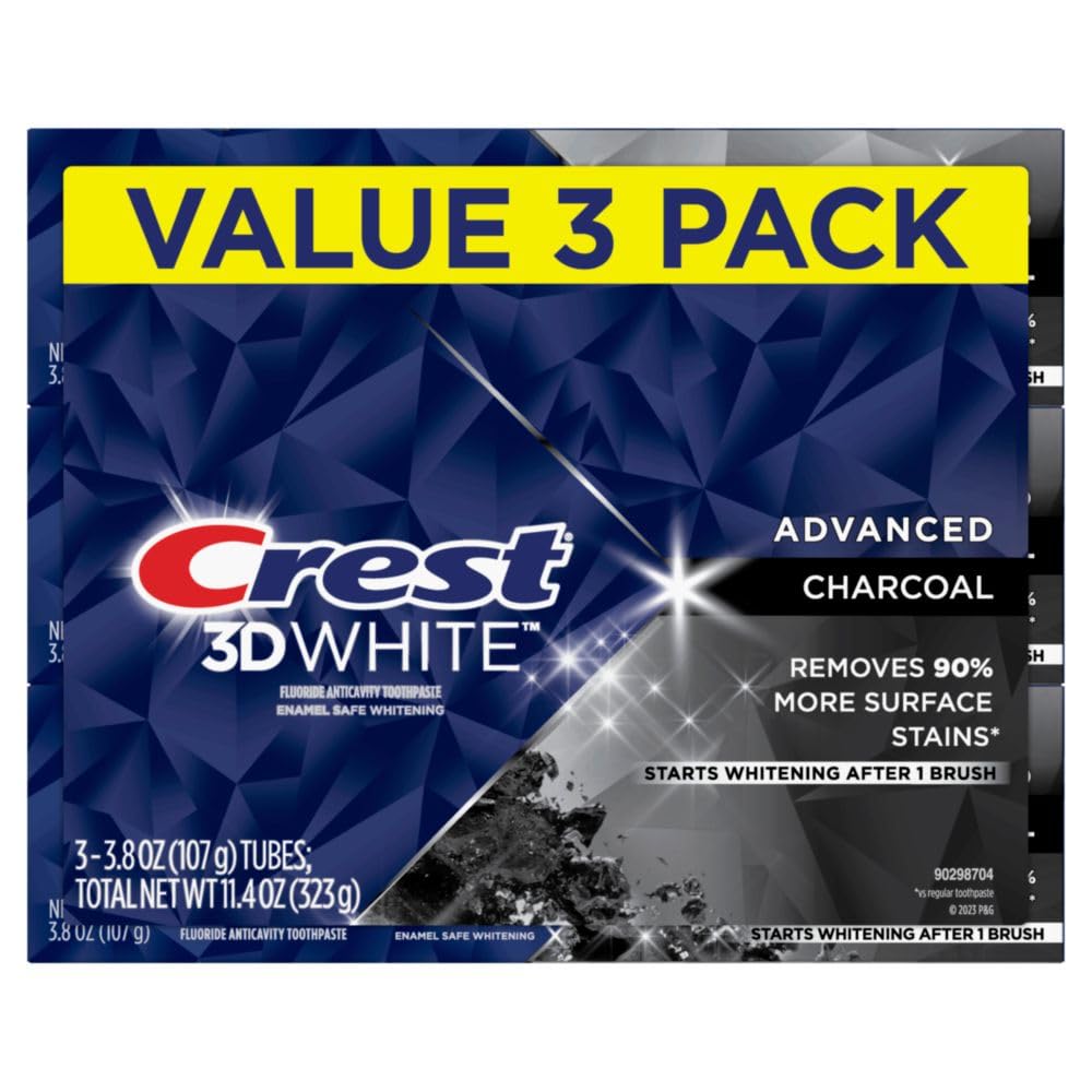 Crest 3D White, Charcoal Whitening Toothpaste, 3.8 Oz (Pack of 3)