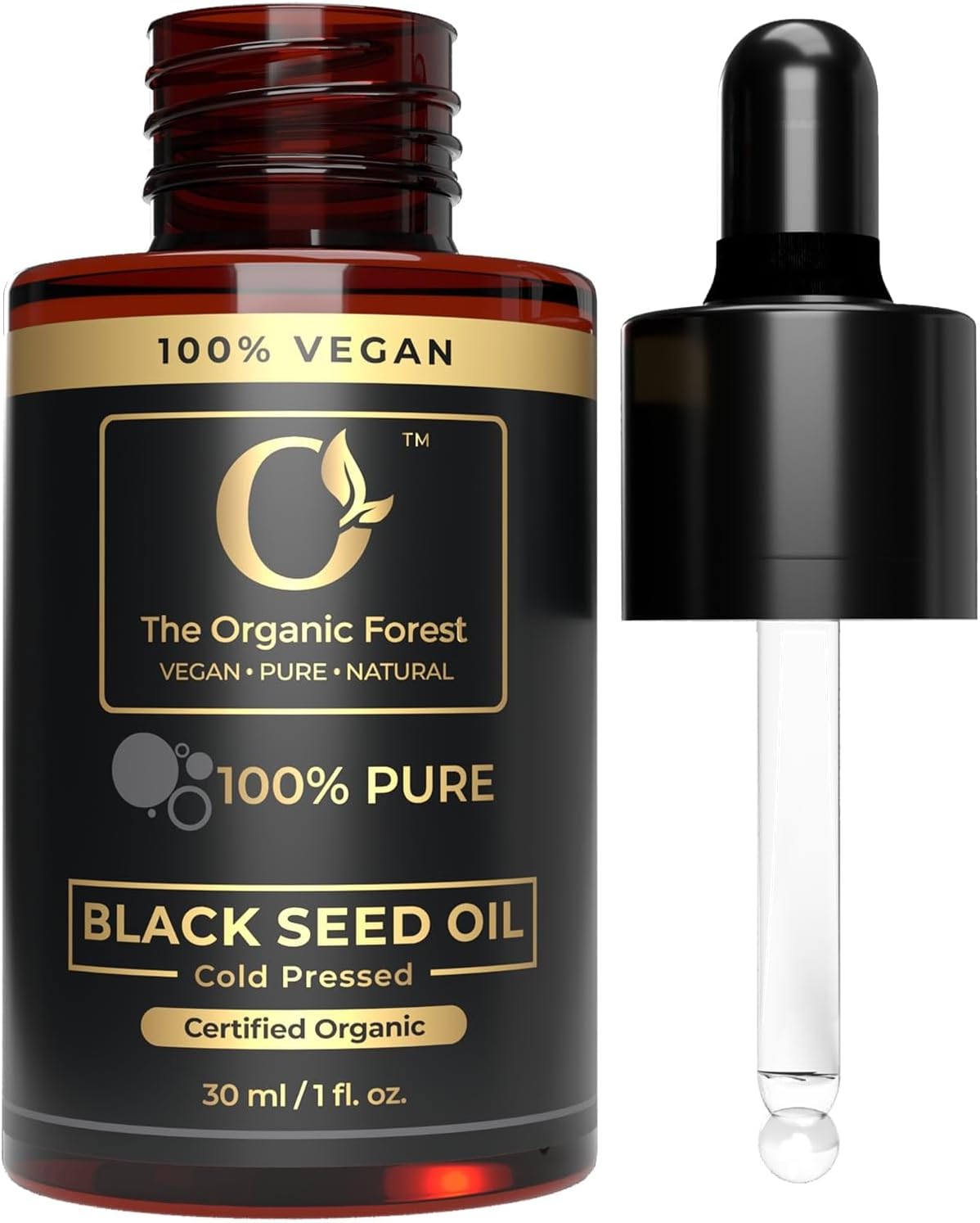100% Plant Based Black Seed Oil – Organic Cold Pressed Carrier Oil for Hair & Skin Care – Pure Black Cumin Seed Drops For Hair Thickening & Skin Health