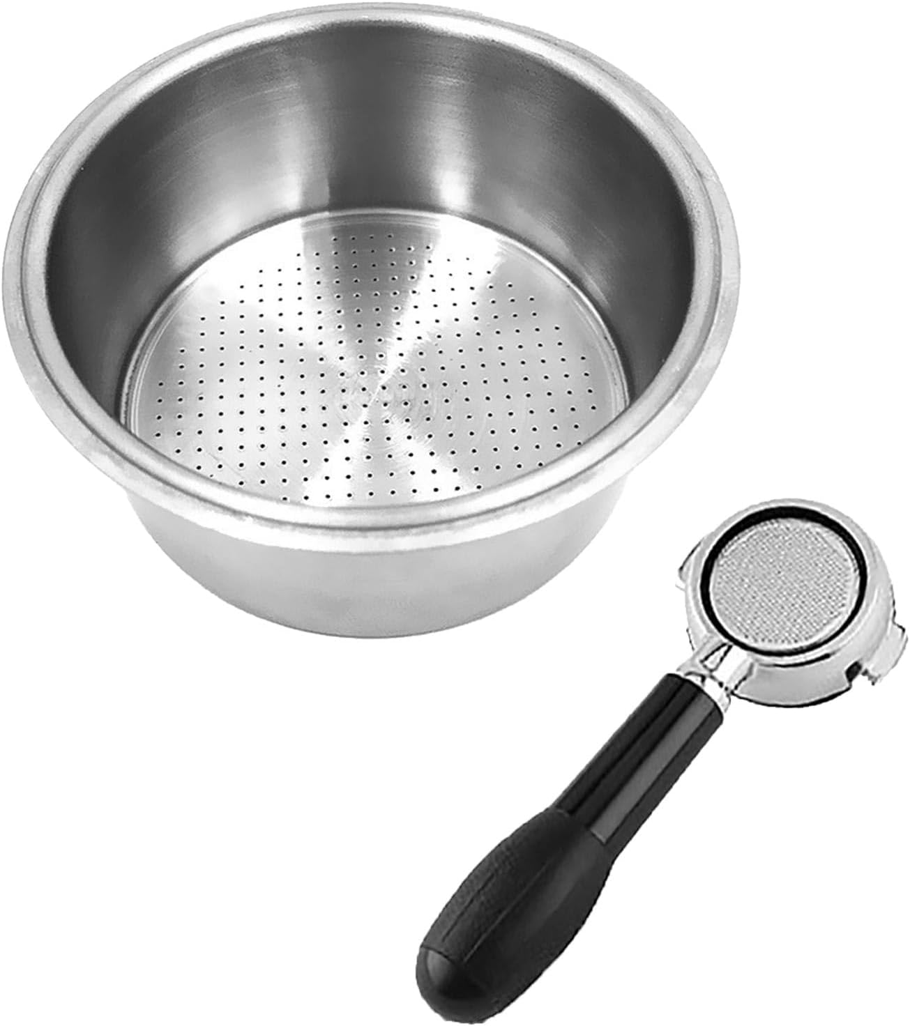 51mm Coffee Portafilter Basket, 2 Cups Stainless Steel Pressurized Coffee Filter Basket Bottomless Portafilter Espresso Machines Accessories