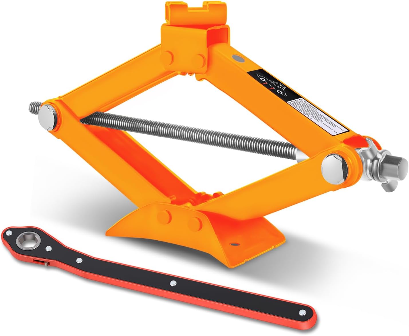 PM PERFORMOTOR 2 Tons(4,409 lbs) Scissor Lift Jack with Labor-Saving Ratchet Wrench for Most Cars,3.85'' - 17.4'' Lifting Range, Orange,PM-TOL-SJ20-OG