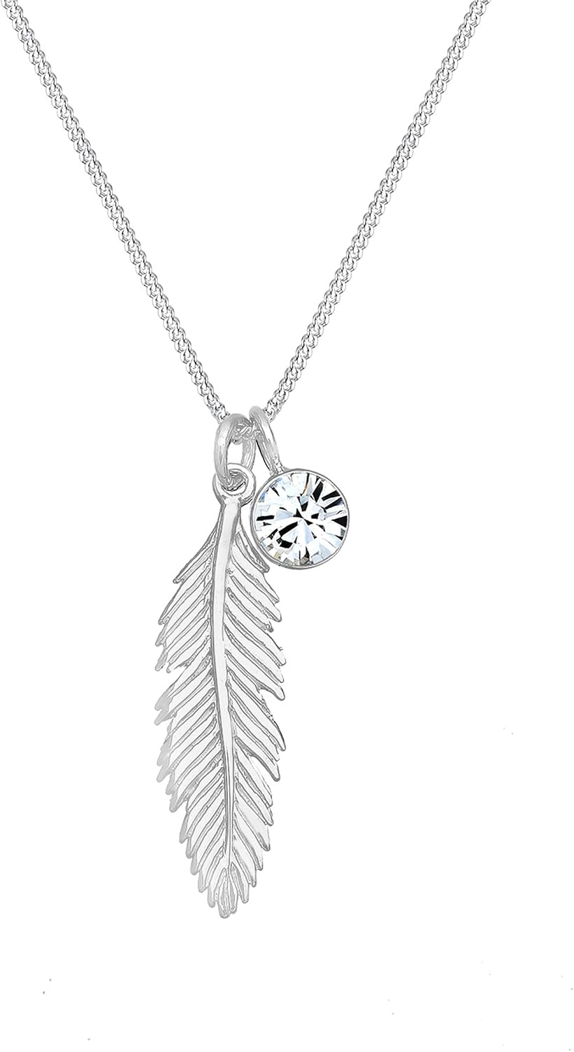 Elli Necklace Feather Crystal in 925 Sterling Silver