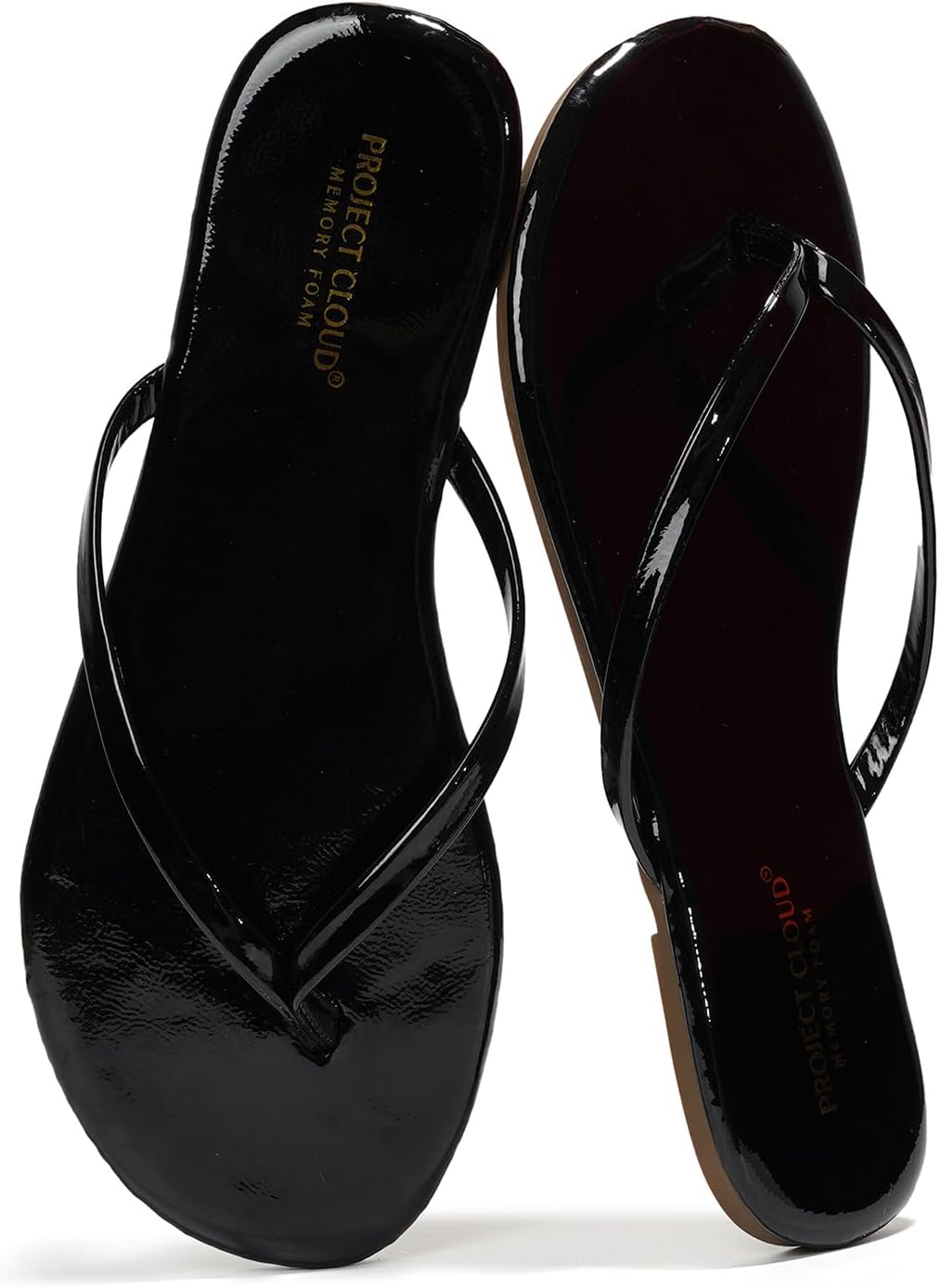 Project Cloud Flip Flops for Women - Memory Foam Flats Summer Sandals for Women 2025 - Vegan Leather Lightweight Womens Sandals Summer Beach Essentials Slides