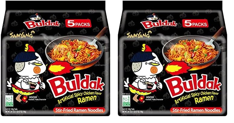 Samyang Buldak Hot Spicy Chicken Ramen Noodle Korean Stir-Fried Ramen, Original Flavor, Pack of 10