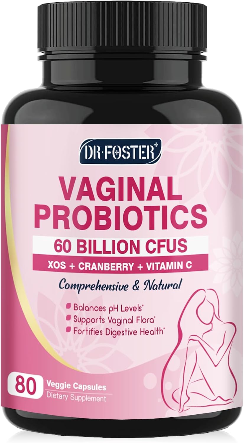 Vaginal Probiotics for Women, Women's Vaginal Health Supplement, Vaginal Probiotic with Prebiotic & Cranberry for pH Balance & Urinary Tract Health - 80 Veg Capsules