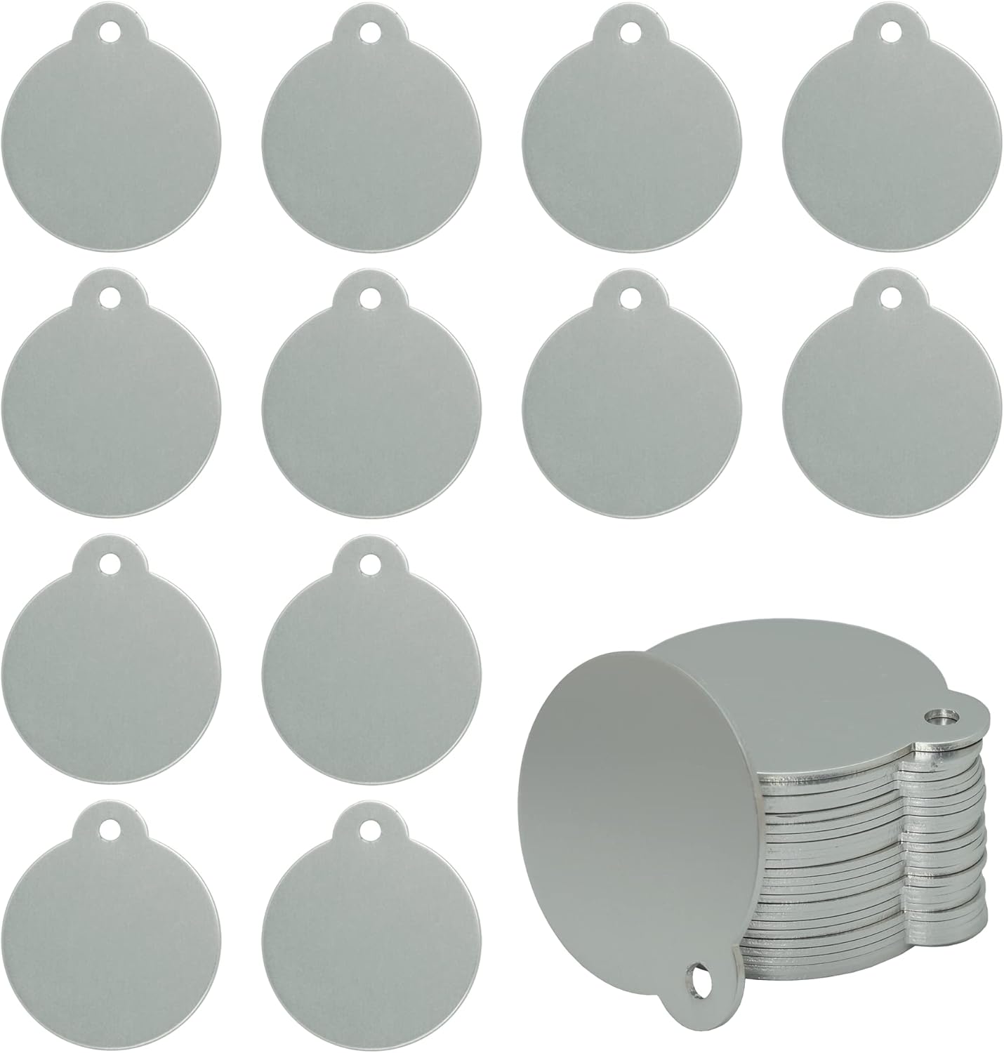 StayMax Round Aluminum Laser Engraving Blanks Tags Stamping Blanks 25 Pack Diameter 1.24 Inch (Silver)