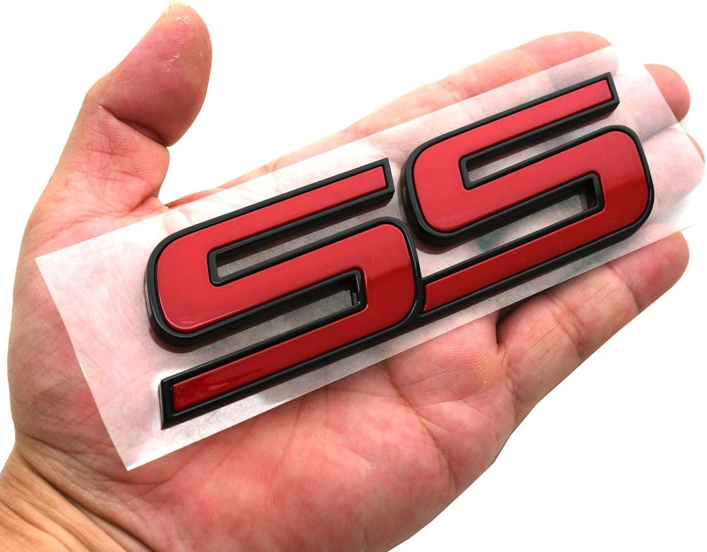 1Pc Front Door SS Emblem 3D Badge Nameplates Replacement for 06-10 Chevy Impala Trailblazer SS 15211285 Origianl Size (Black Red)