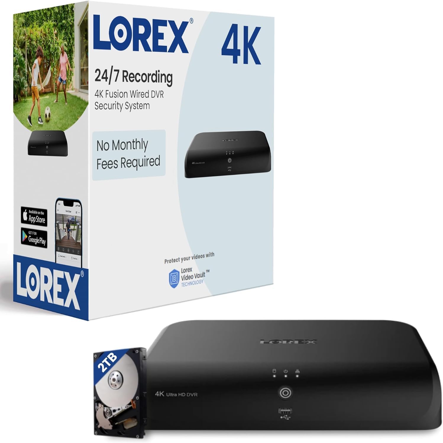 Lorex 12-Channel 4K Fusion Analog DVR with 2TB HDD, Smart Motion Detection, No Monthly Fees