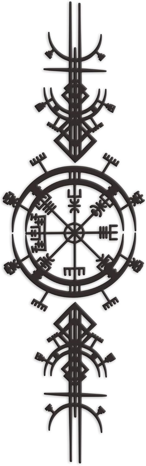 Metal Viking Wall Decor - Norse-Inspired Wall Artistry for Living room, bedroom, office (Black - 45.3'' x 13.4''