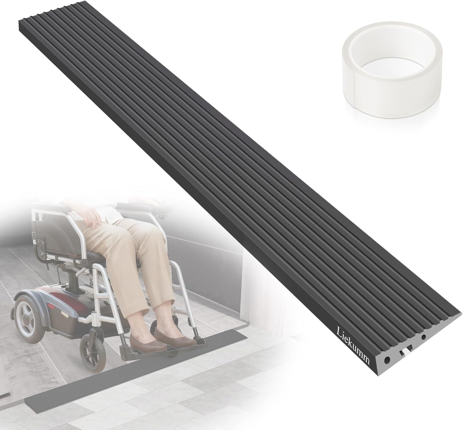 LIEKUMM 3/4" Odorless Threshold Ramp for Doorways, 2200 lbs Capacity, Black