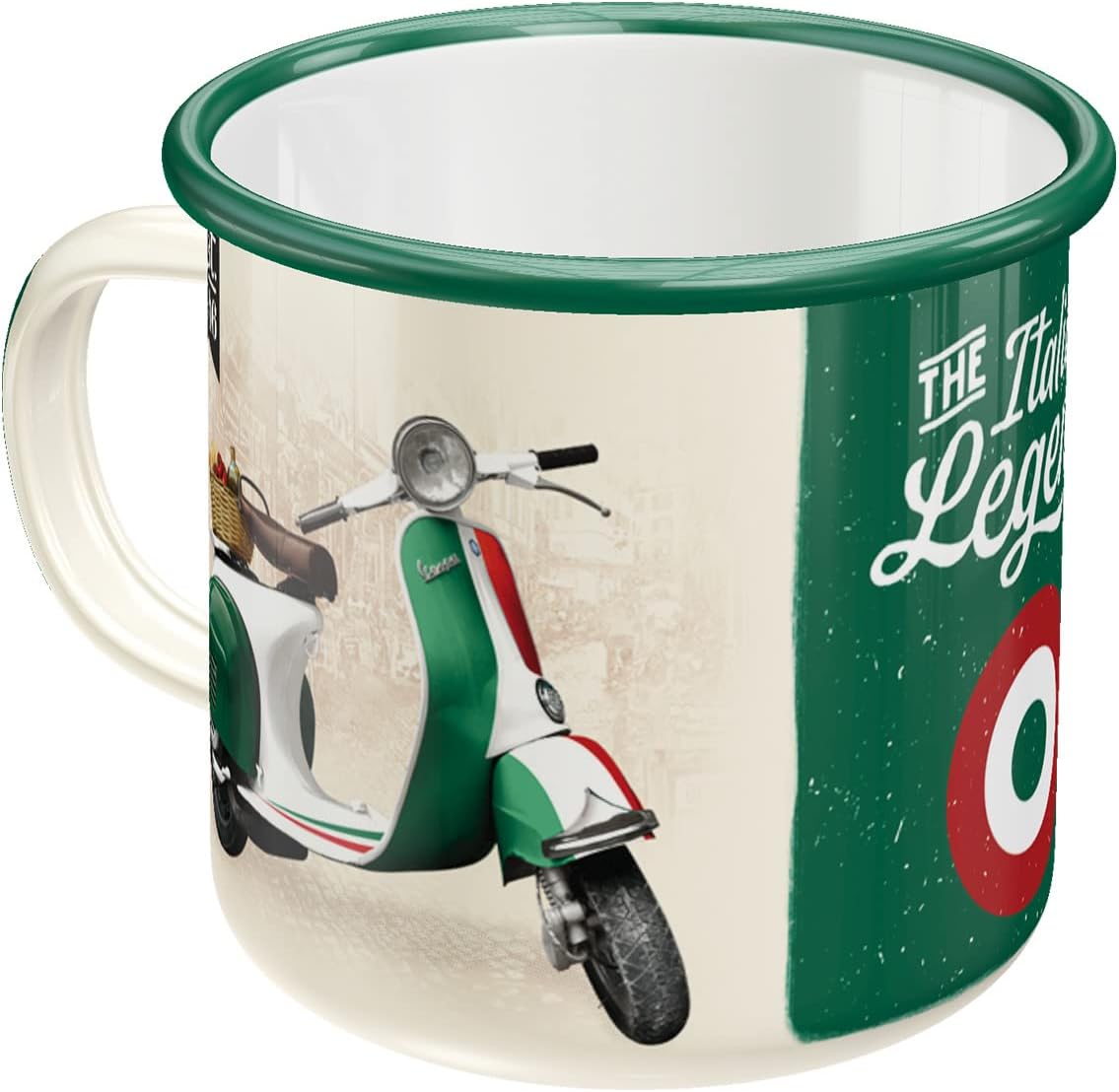 Nostalgic-Art Retro enamel cup, 12.2 oz, Vespa – Italian Legend – Gift idea for scooter fans, Official License Product (OLP), camping mug, vintage design