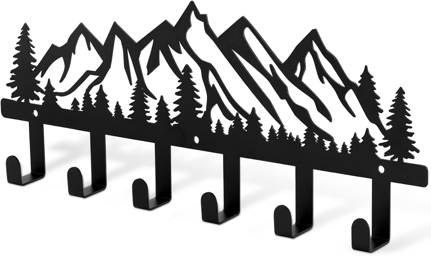 Qmetalart Mountain Metal Coat Racks Wall Mounted Entryway Kitchen Bathroom Storage Organizer Hanger for Coat Art Towel Purse Backpack Key Hat Clothes Hooks Rack Black Entrance Bedroom Gift