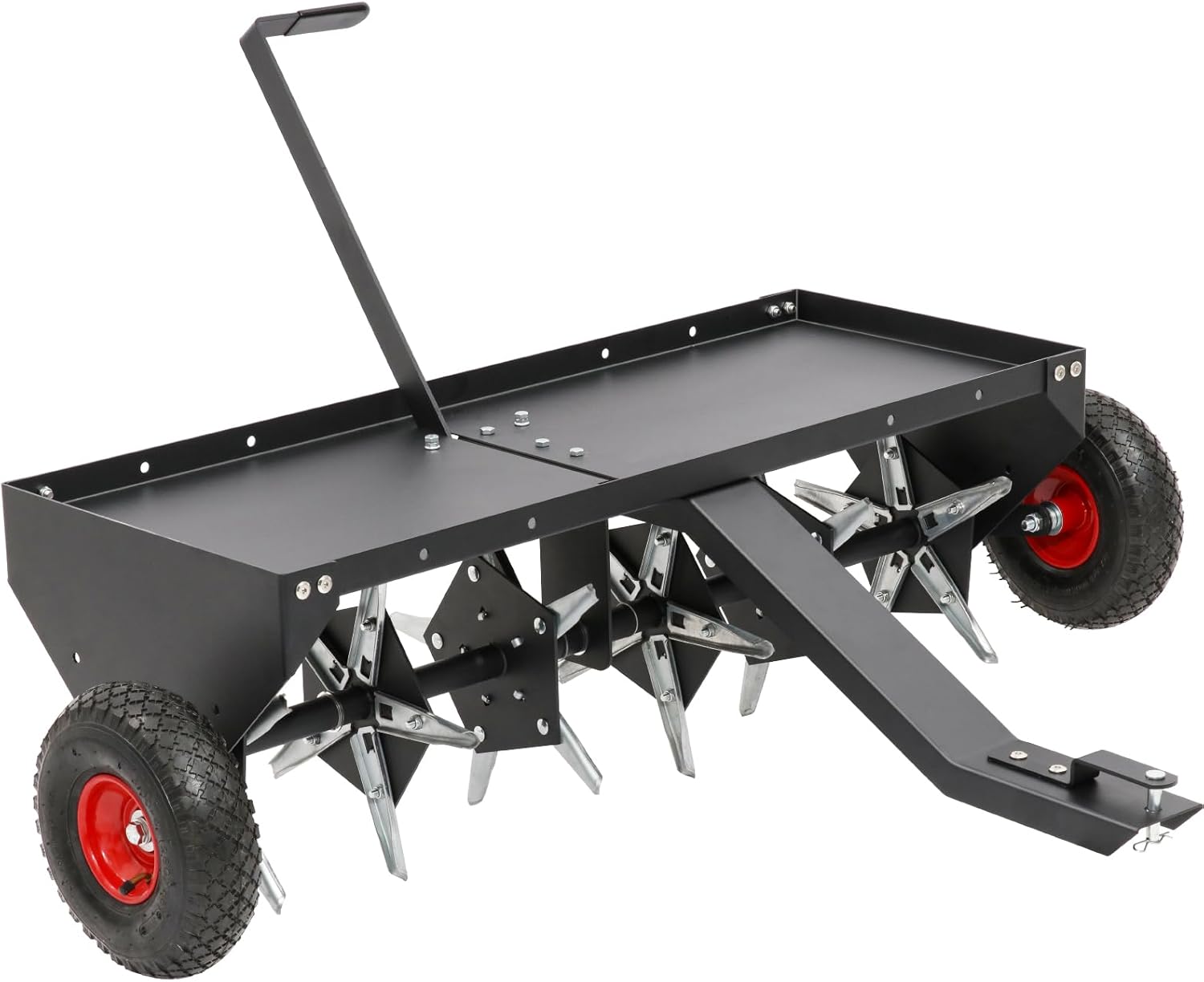 48" Tow Behind Plug Aerator with Transport Wheels, Plug Aerator Tow Behind with 30 Galvanised Steel Tines, Tow Behind Aerator for Gardens, Lawns, Farms
