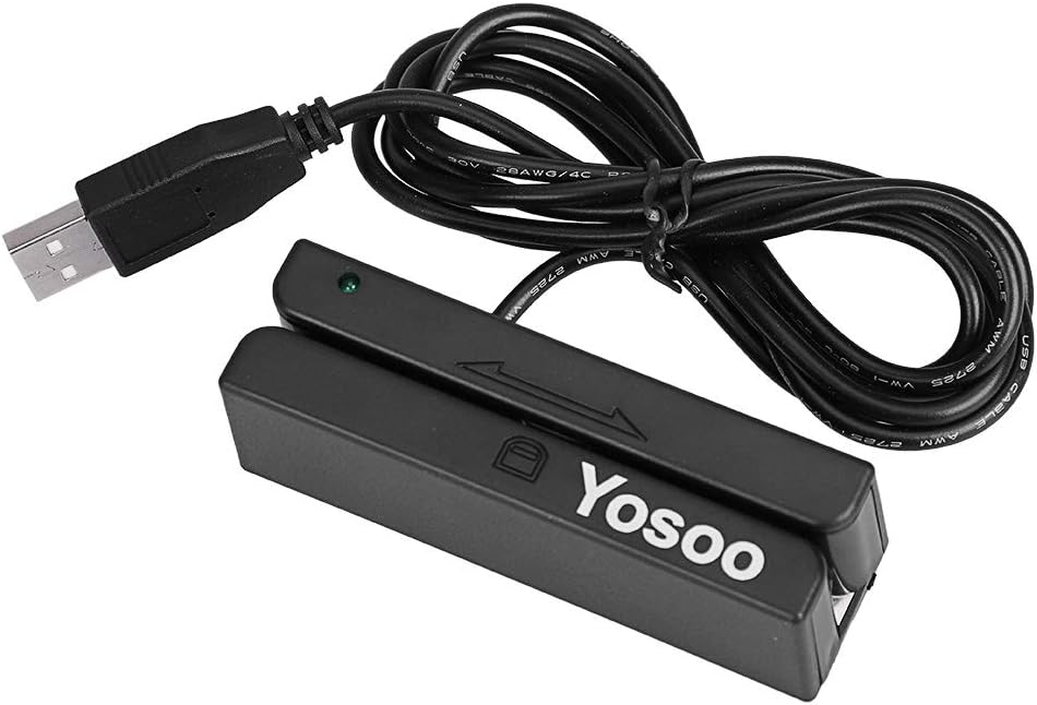 MSR90 USB Magnetic Stripe Reader, 3 Track Magnetic Stripe Reader Mini Magnetic Credit Card Reader Credit Card Swiper Reader for POS System Cash Register Plug and Play