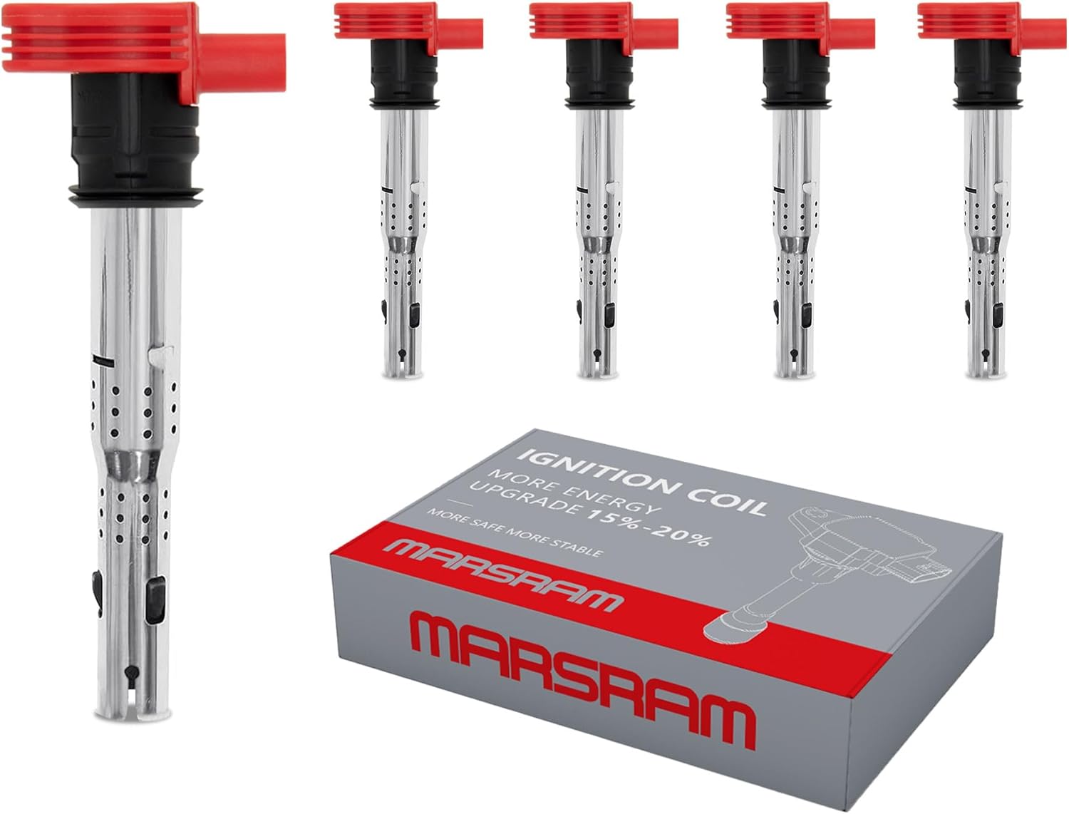 Marsram Ignition Coil Pack UF575 for 2005-2016 VW Volkswagen Jetta Beetle Golf Passat GTI CC 2006-2018 Audi TT Quattro A3 A4 A5 Q3 RS4 R8 2.5L L5 Replacement for 07K905715A 5pcs