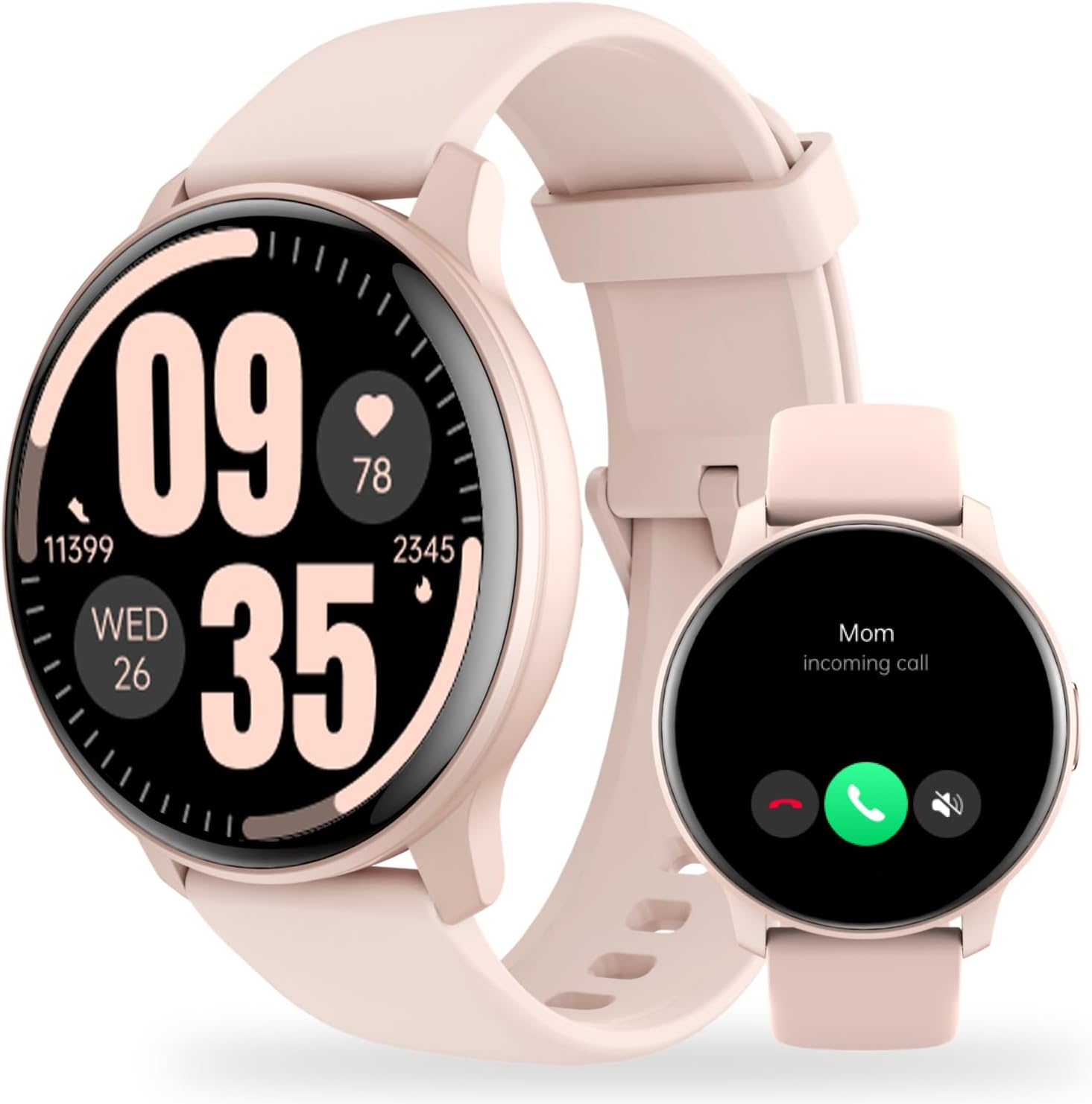 Smart Watch,Answer/Make Call,HD Smart Watch for Women Men,Fitness Tracker with 100+ Sport Modes, IP68,Heart Rate/Sleep Monitor, Spo2, Pedometer, Activity Tracker for Android iOS (Pink)