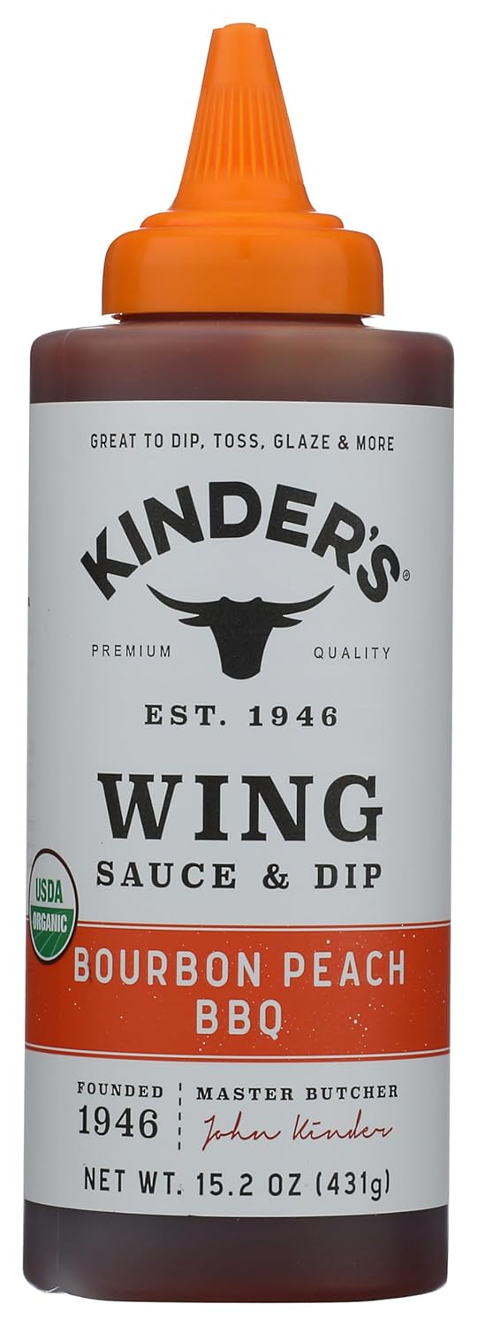 KINDERS Organic Bourbon Peach BBQ Wing Sauce, 15.2 OZ