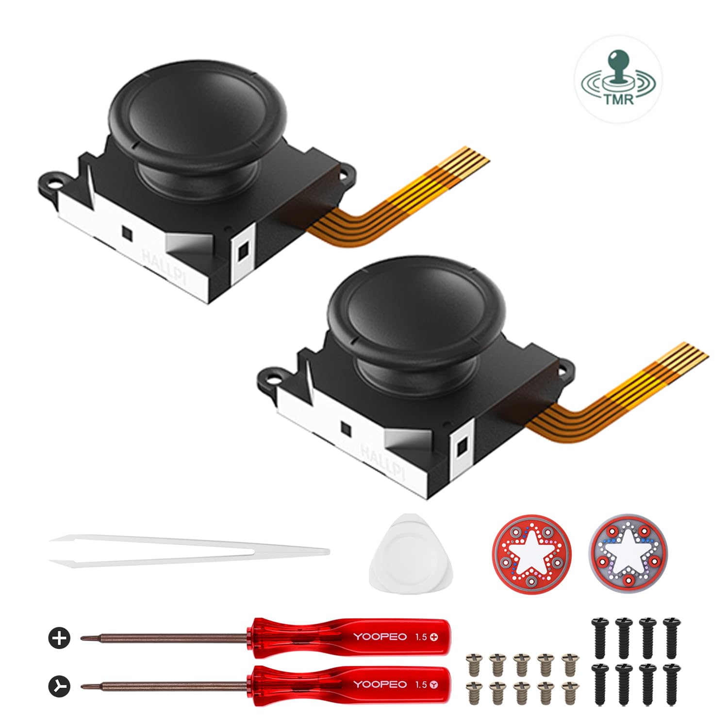 AKNES Switch JoyCon Joystick Replacement, Upgrade Drift-Free TMR Electromagnetic Joystick for Switch LCD/OLED Joy Con/Switch Lite, Repair Tool Kit, Thumb Stick Cap