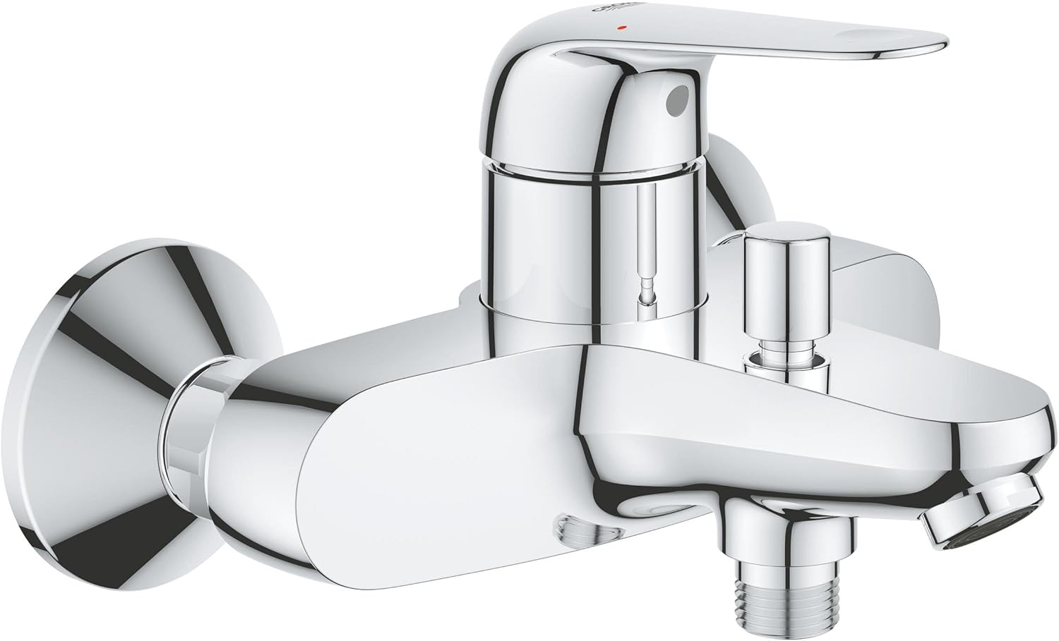 GROHE Swift QuickFix - Single-Lever Bath/Shower Mixer Filler (Wall-Mounted, Metal Lever, 35mm Ceramic Cartridge, Automatic Diverter: Bath/Shower, Easy to Fit with GROHE QuickSpanner), Chrome, 24335001