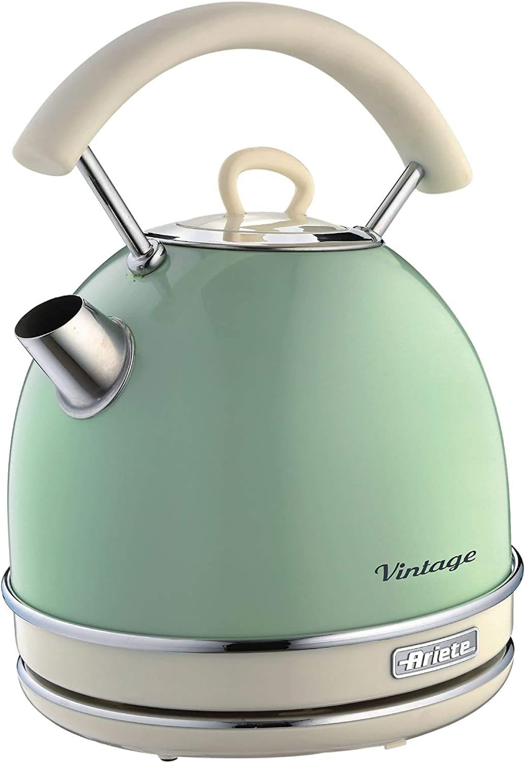 Ariete 2877/04 Retro Style Cordless Dome Kettle, Removable and Washable Filter, 1.7 Litre Capacity, 360 ° Rotating Base, Visible Water Level, Vintage Design, Green