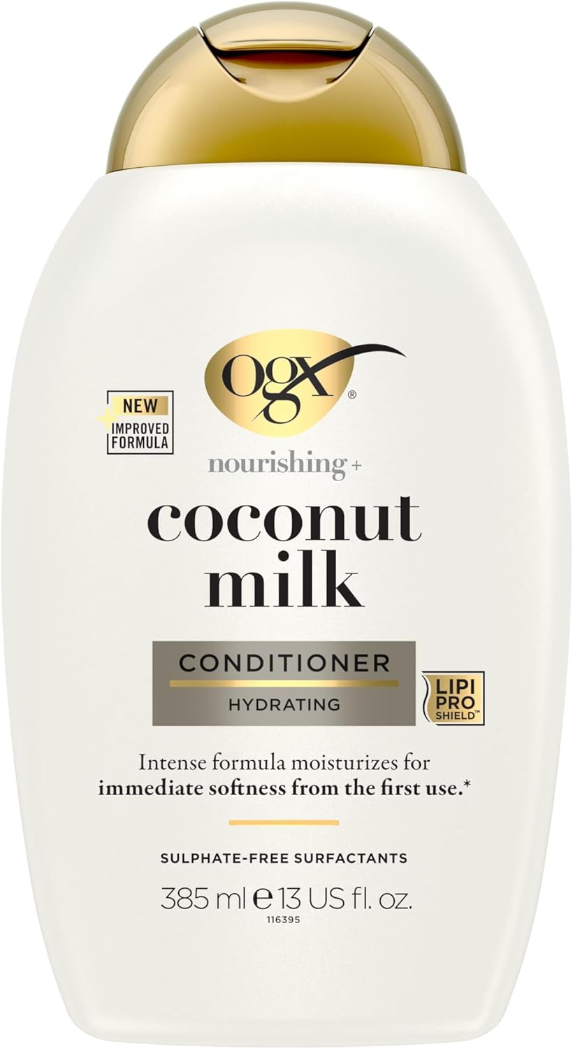 OGX Coconut Milk Nourishing Hair Conditioner, Adds Hydration, for Dry Hair, Sulfate Free Surfactants, 385ml