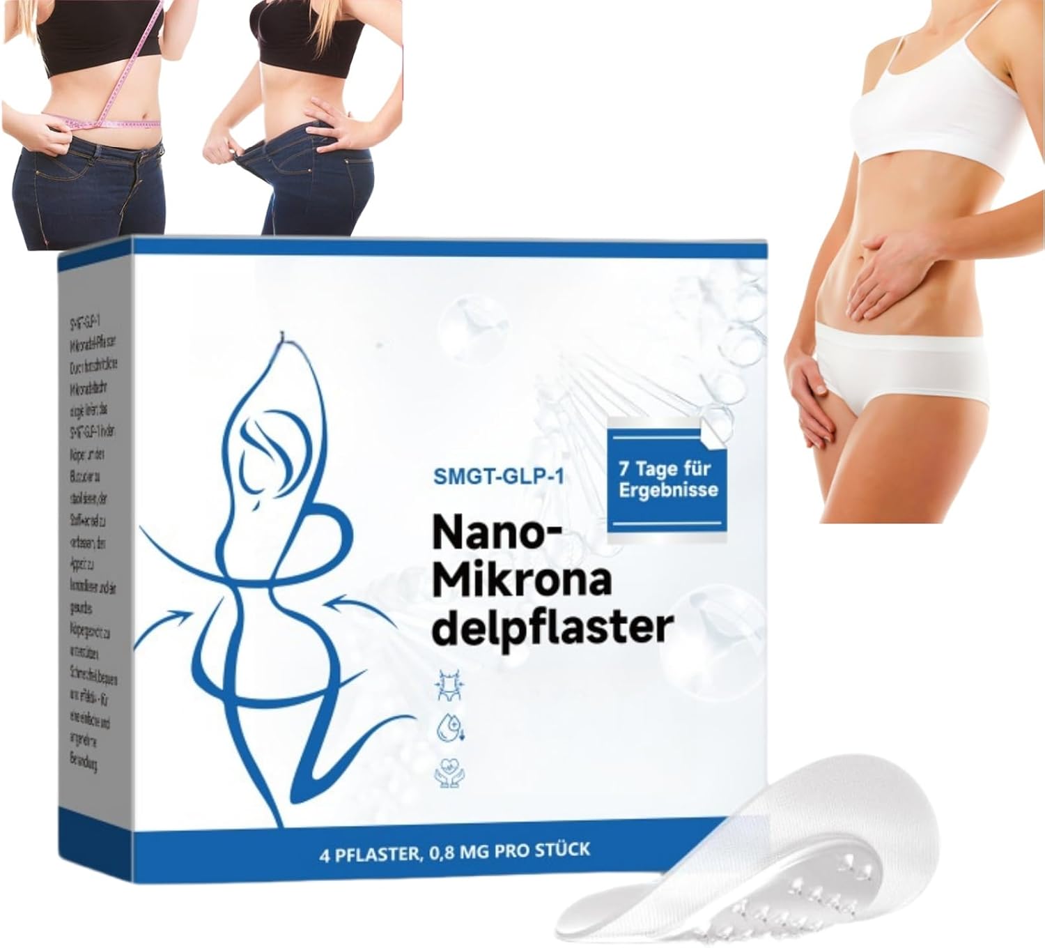 4pcs Nano Microneedle Patch,Slim-Ming Micro Needle Patches,Micro Needle Plasters,Natural Ingredients Wei-Ght Loss Patches,Microneedle Patches for Women and Men,Microneedle Patch Body Care