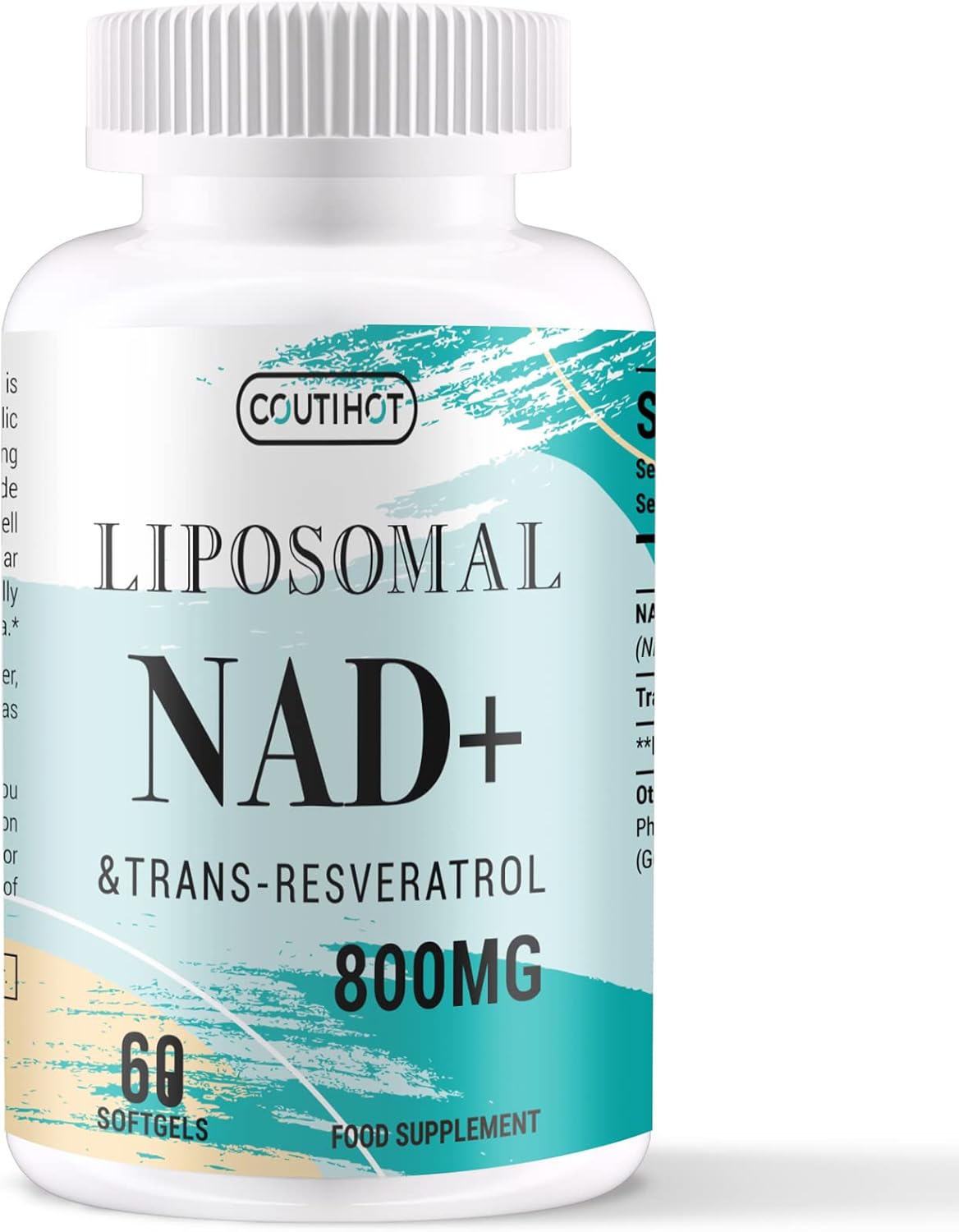 Liposomal NAD+ 500mg with Trans-Resveratrol 300mg Softgels | Actual NAD+ Supplement | 2-in-1 Anti Aging Formula for Cellular Repair, Promote Longevity & Vitality (Pack of 1)