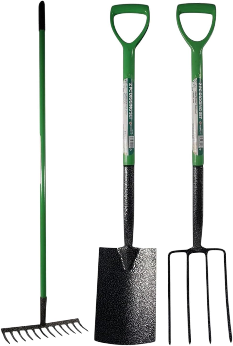 HomeVibe 3PC Garden Tool Set – Heavy Duty Spade, Fork & Rake – Rust-Resistant Carbon Steel, Ergonomic Handles for Digging, Planting & Landscaping – Essential Gardening Tools for Soil & Lawn Care