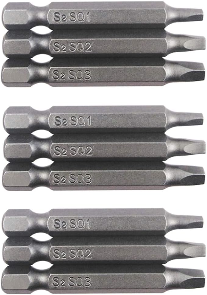 Wolfride 3 Set of 3pcs Square Head Screwdriver Bits 1/4-Inch Shank Magnetic Square Drive Bits Set| SQ1 SQ2 SQ3, 2-Inch Length
