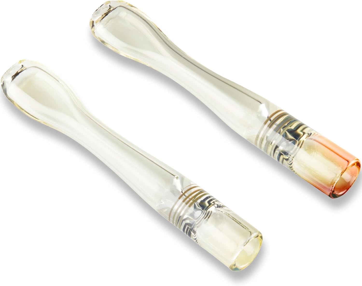 Glass Cigarette Holder Set of 2 – Handcrafted Elegant Curved Design with Gold Accents – 3.15" (8 cm) Reusable Mouth Tips and Glass Mouthpiece for Smooth Draw, Easy Cleaning and Reduced Finger Residue