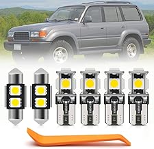 13pcs White LED Interior Lights Bulb Kit for Toyota Land Cruiser 1990 1991 1992 1993 1994 1995 1996 1997 Map Dome Lights Super Bright 6000K White LED Interior Light Bulbs + Install Tool