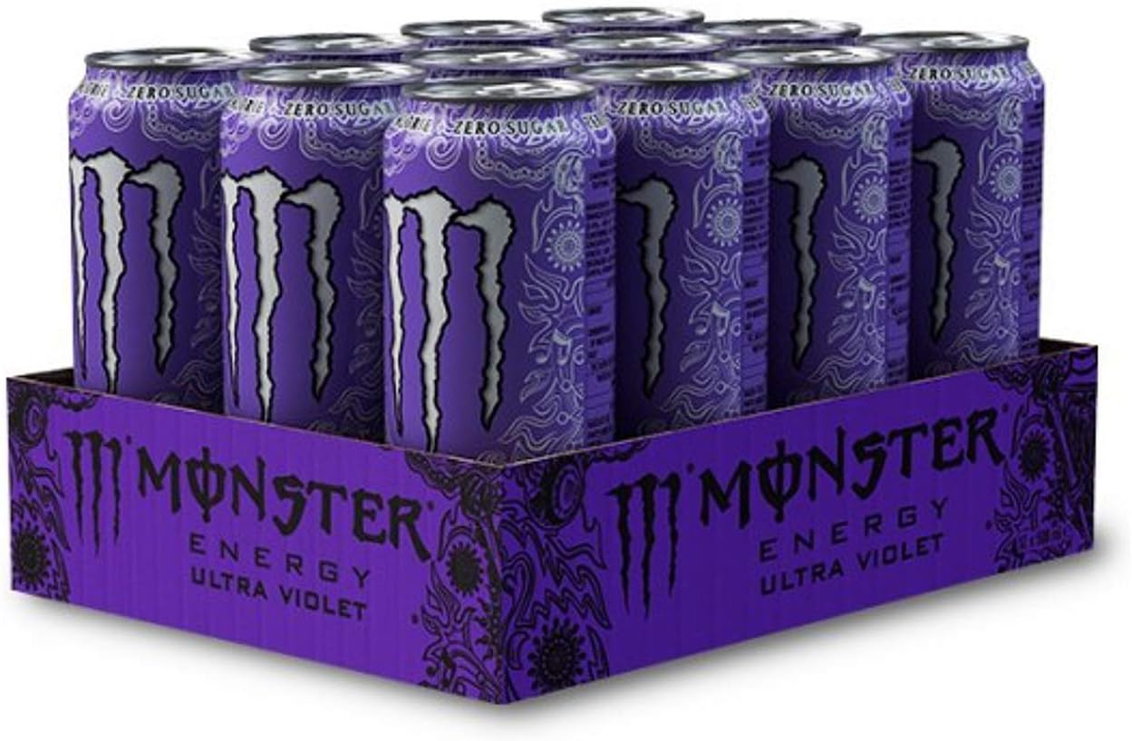 Monster Ultra Violet Energy Soft Drink, Zero Sugar and Calorie, Gluten Free (12 x 500ml Cans)