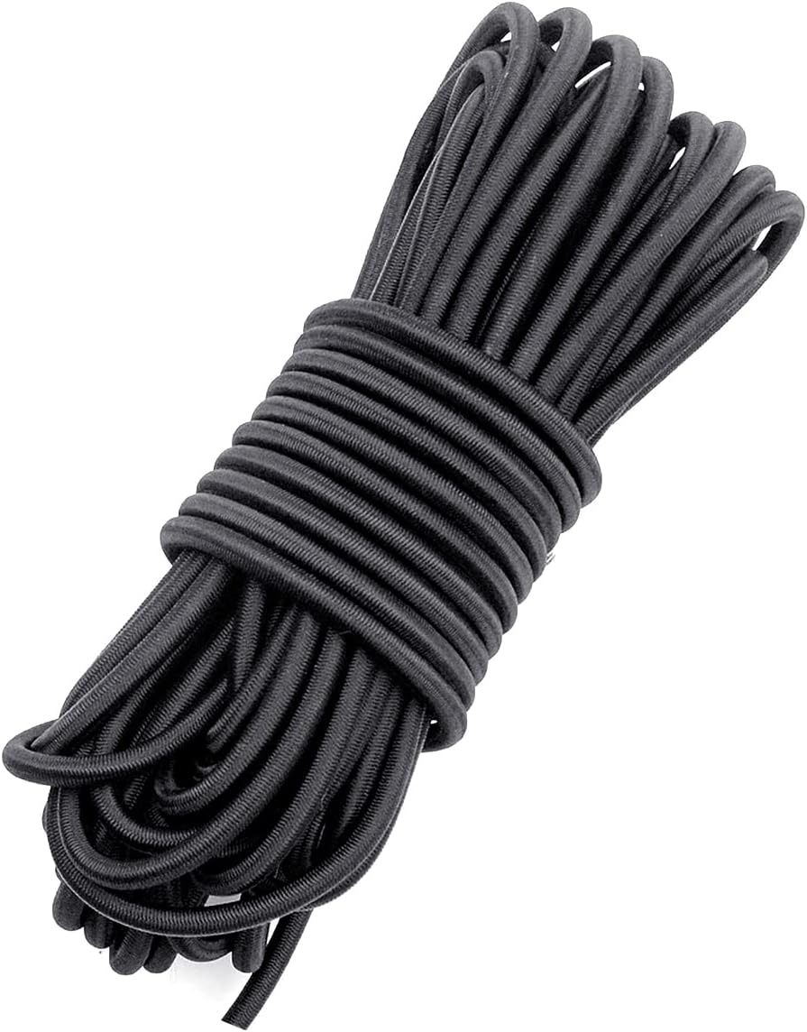 Fantasyon 4mm Black Elastic Cord 10 Meter 4mm Elastic String Bungee Cord Round Stretchy Cord Bungee Rope Multifunctional Drawstring Elastic for Backpack Tent Poles DIY Craft Projects Camping