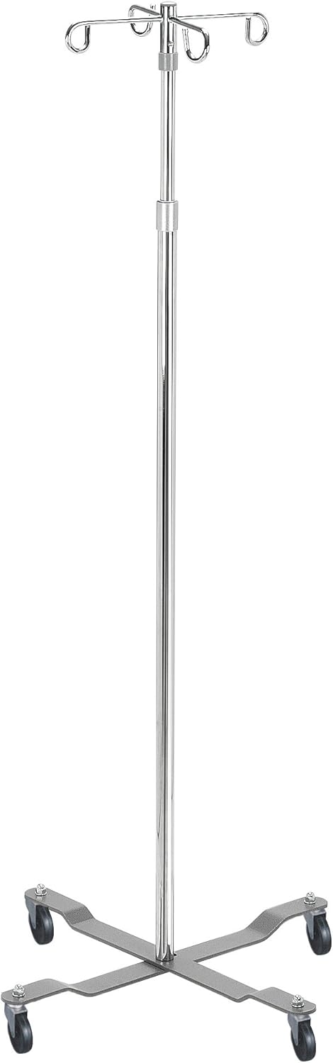 Drive Medical 13029 Economy Removable Top I. V. Pole, 2 Hook Top, Chrome